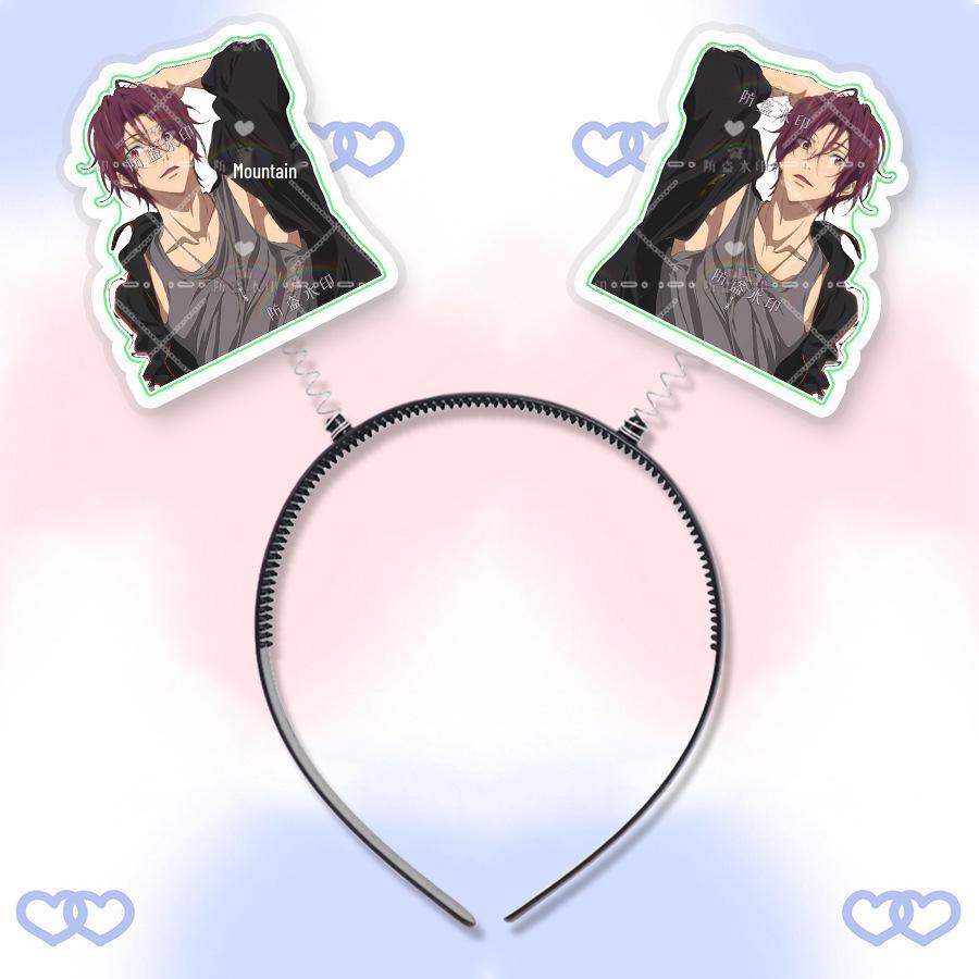 Free! Men s Swimming Club Tachibana Makoto & Nanase Haruka 3D Spring Headband Hair Clip - Concert Style Merchandise
