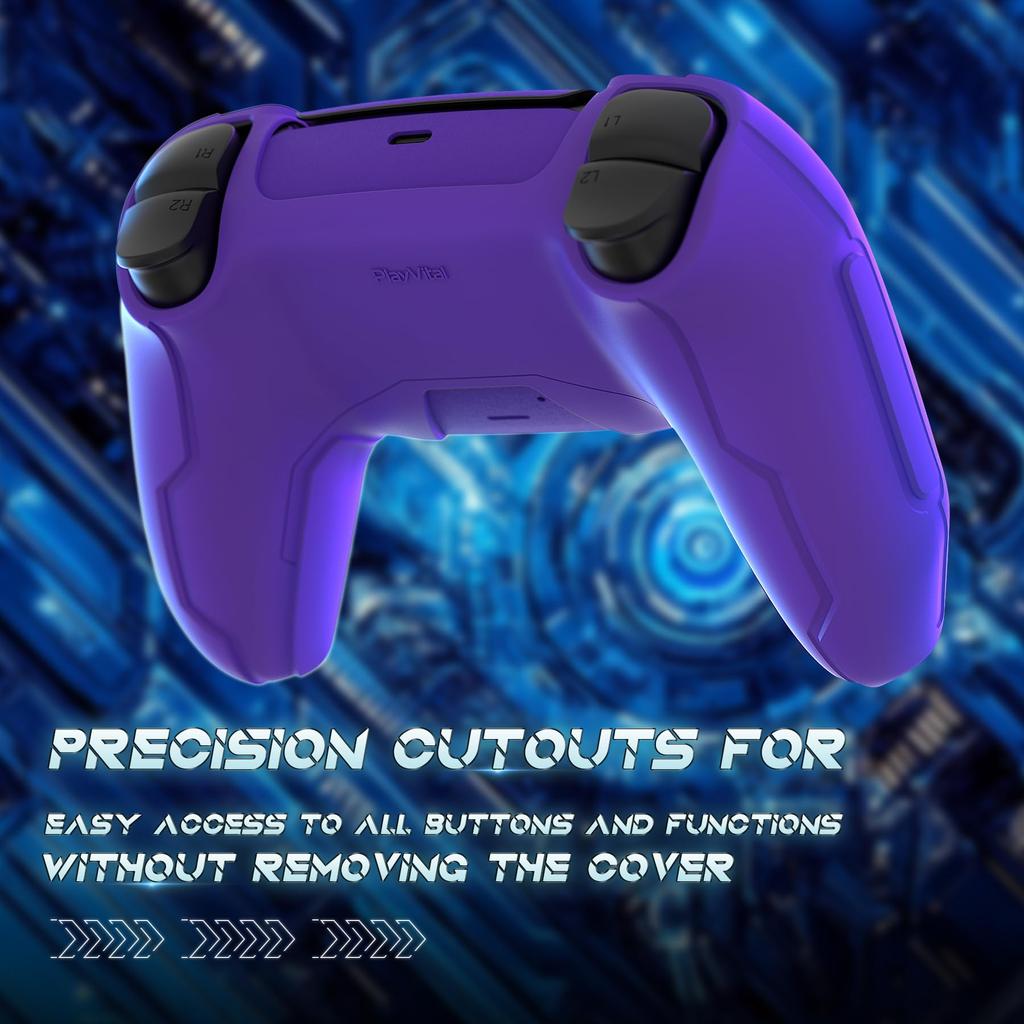 Silicone Cover for PlayVital Mecha Edition PS5 Improved Compatible with Charging Thumb Cap and Sticker Included Controller, Shockproof, Anti-slip