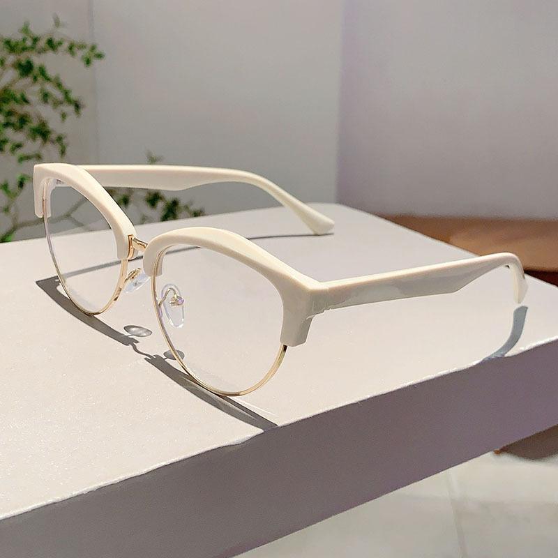 Vintage Anti Blue Light Blocking Optical Cat Eye Glasses Myopia Prescription Women Luxury Brand Designer Metal Eyewear Big Frame