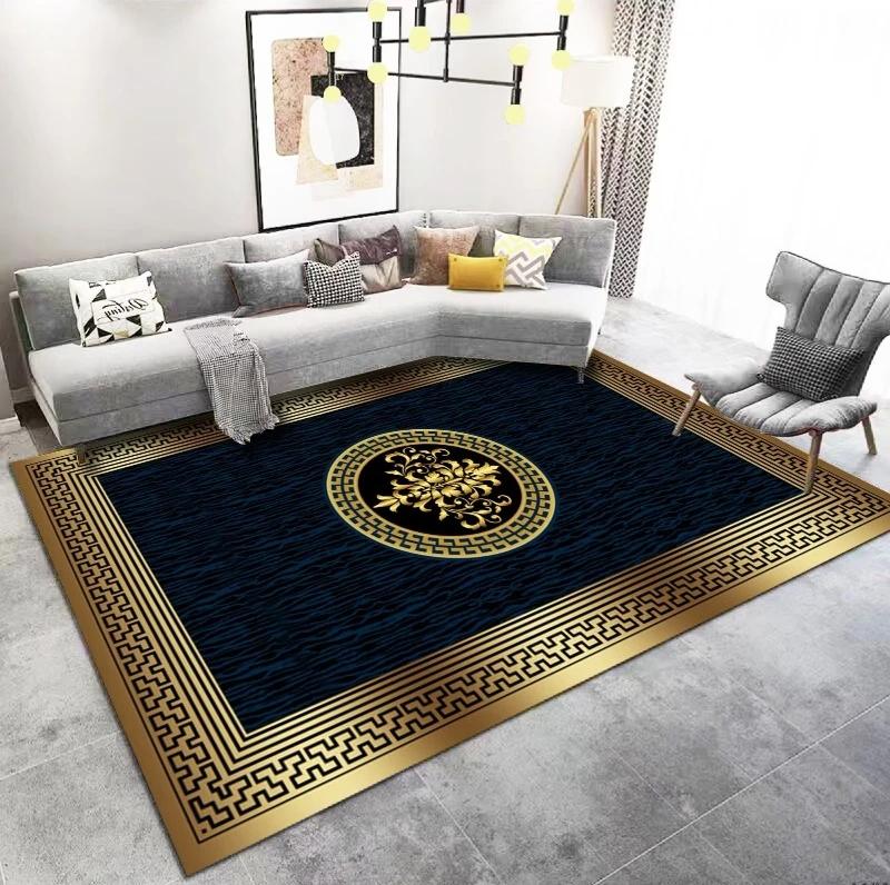 Luxury Living Room Carpet Decoration Home Golden Carpets Large Size Sofa Area Rug Hotel Hall Floor Mat Soft Anti-slip Washable