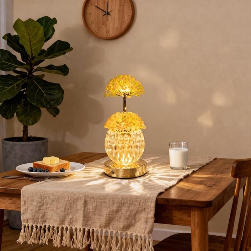 Decorative Flower Glass Bottle USB Night Light Decorative Lamp with Touch Control for Living Room Bedroom Dining Room