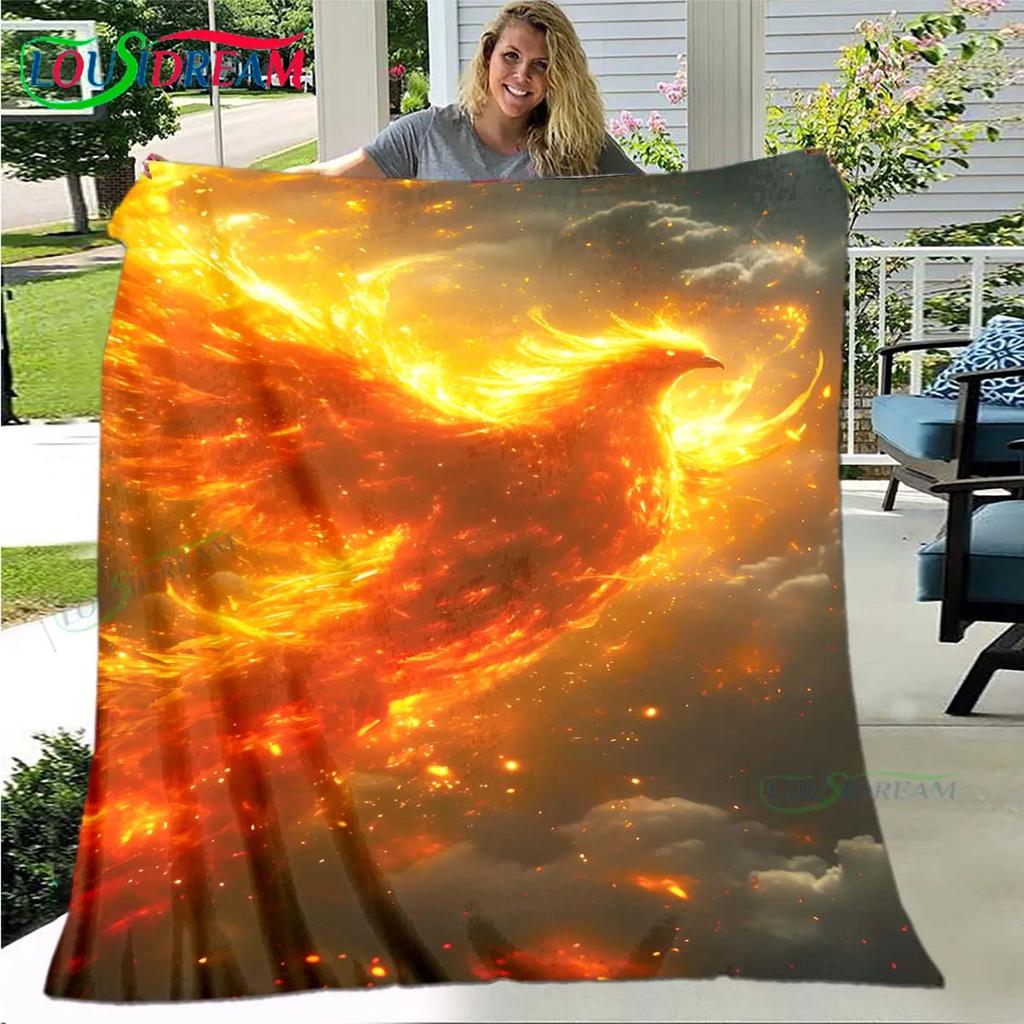 3D Popular Mythical Beast Phoenix Blanket,Flannel Throw Blanket for Home Bedroom Bed Sofa Picnic Office Hiking Leisure Nap Gift