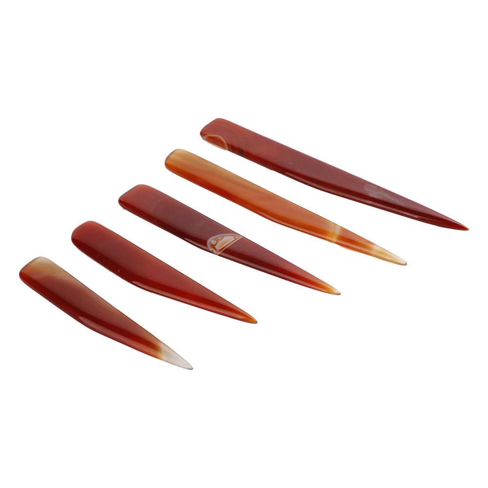 5pcs Agate Knife Burnisher Hand Craft Jewelry Making Tool for Gold Silver Polishing (Red)