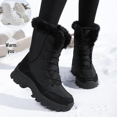 Damen-Schneestiefel für den Winter 2024: Dicke, mit Samt gefütterte, kältebeständige High-Tops mit rutschfester Sohle.