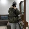 Women's Winter Patchwork Quilted Jacket with Mountain Eagle Design, Faux Rabbit Fur, and Thickened Cotton