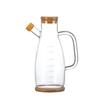 650/1000ml Glass Oil Bottle with Bamboo Lid Creative Soy Sauce Vinegar Seasoning Jar Kitchen Condiment Bottle Home Spice Tools