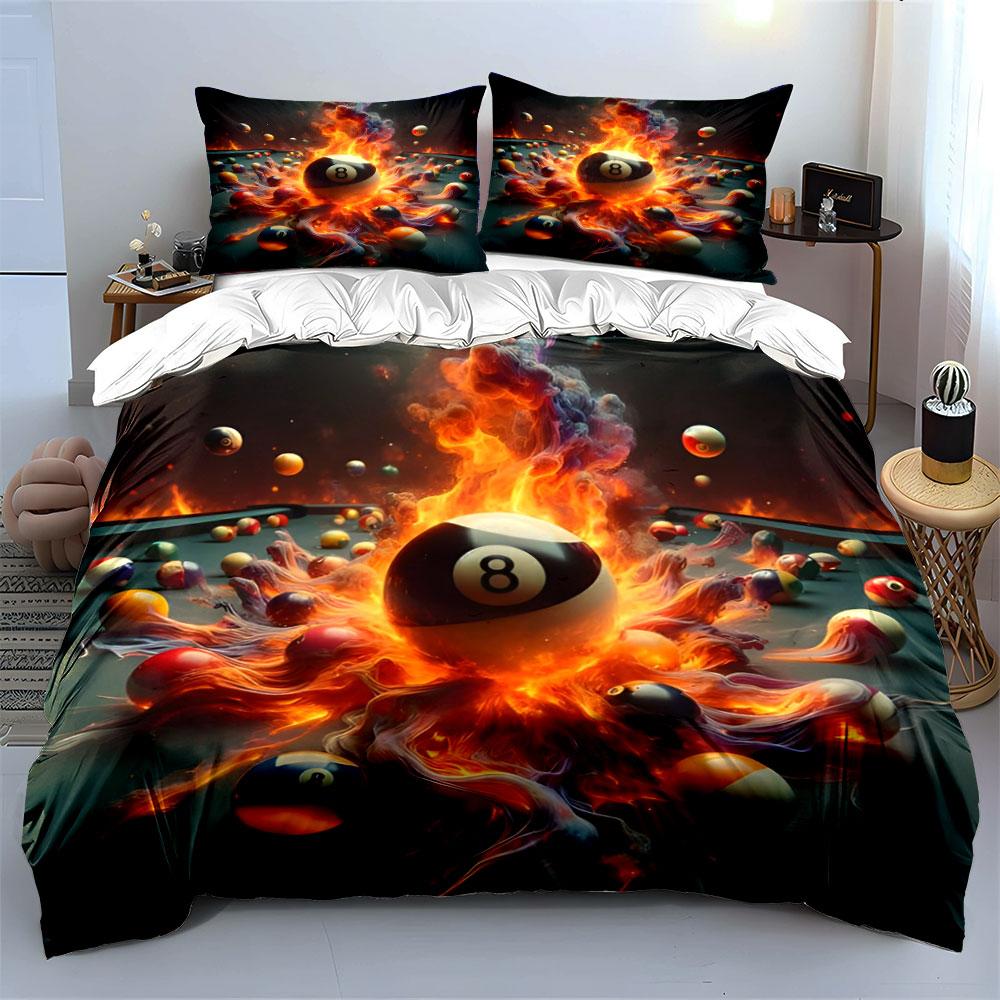 Flaming billiard balls pattern. Bedding sets Duvet cover sets Duvet covers Pillowcases(1 * Duvet Cover 2 * Pillowcases without duvet insert)