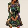 Women's Casual Fashion Long Sleeve  Vintage Long Dresses