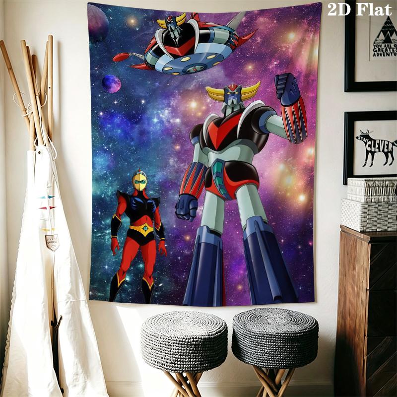 Grendizer Goldorak Wall Tapestry Aesthetic Wall Hanging Printed Fabric Blanket Decorative Tapestries for Bedroom Living Room Home Decor