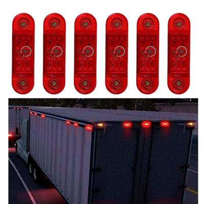 6-Pack Red LED Side Marker Clearance Lights 12V Waterproof Trailer Marker Lamps for Truck RV Heavy Duty Universal Fit