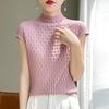 Women T-shirt Tank Summer Knitted T-shirt Short Sleeve Tees Basic Tees Knit Top Pullover Turtleneck Female