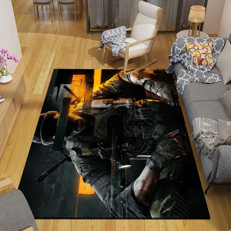 COD Flannel Printed Carpet, Home Sofa Decoration for Living Room & Bedroom, Non‑Slip Play Flannel Floor Mat for Game Room