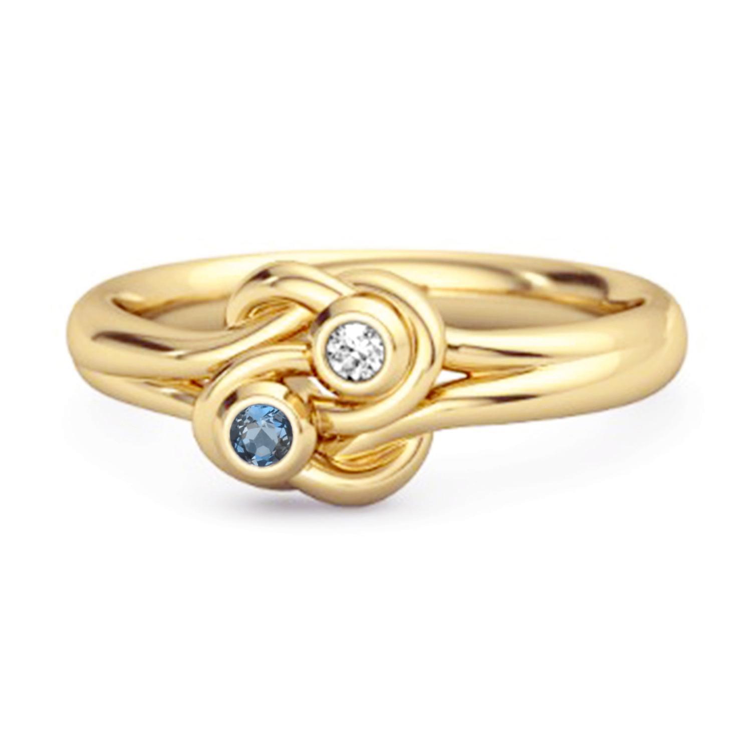 London Blue Topaz Dual Stone Stackable Ring - 925 Sterling Silver Gold Vermeil 12
