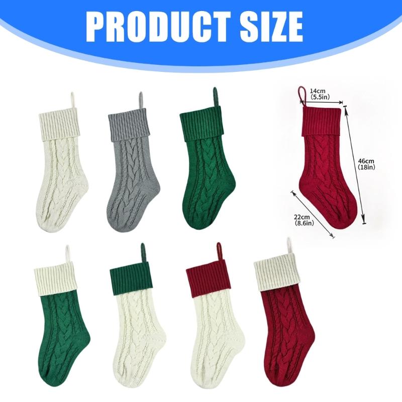 Holiday Stocking Large Capacity Knitted Sock For Christmas Gifts Elegant Reusable Festival Home Decoration