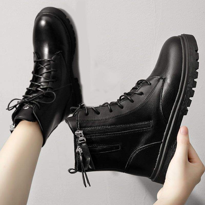 Martin Boots Women's 2025 New Autumn and Winter Women's Shoes British Cotton Shoes Thick-soled Inner Height Increase Velvet Versatile Short Boots Wome