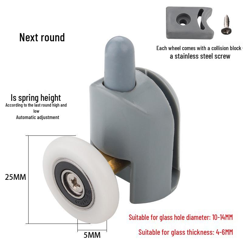 Curved Shower Door Single Wheel Pulley for Old-Style Glass Sliding Track