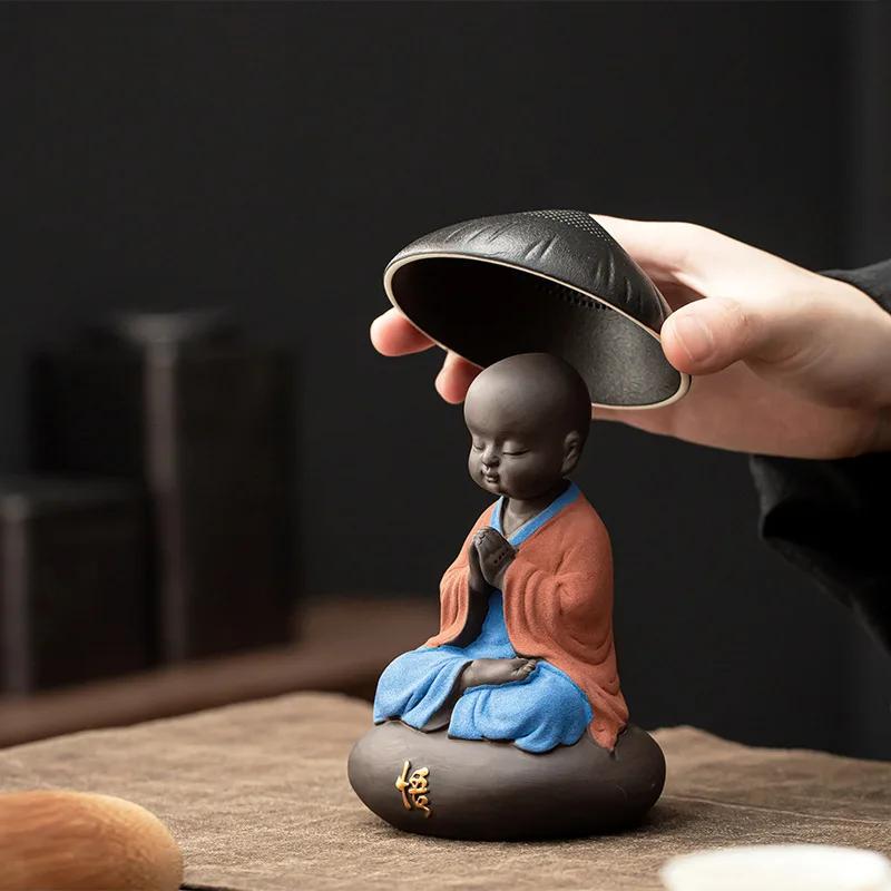 Ceramic Creative Little Monk Tea Strainer Tea Leaking Tea Strainer Household Kung Fu Set Accessories Ceremony Decoration