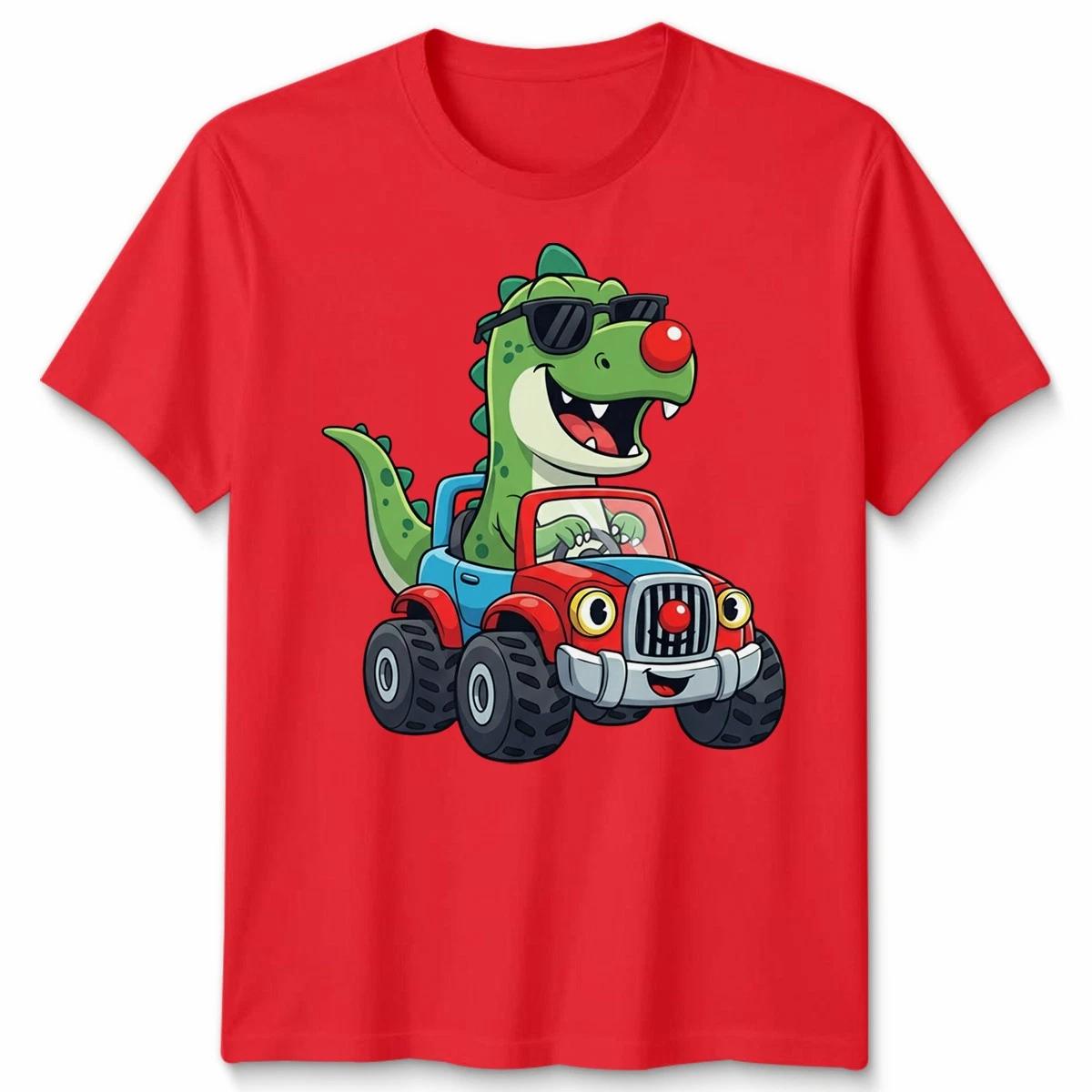 Red Funny Dinosaur Truck Monster Nose Unisex Tshirt Kids Dino Lover Gift 140
