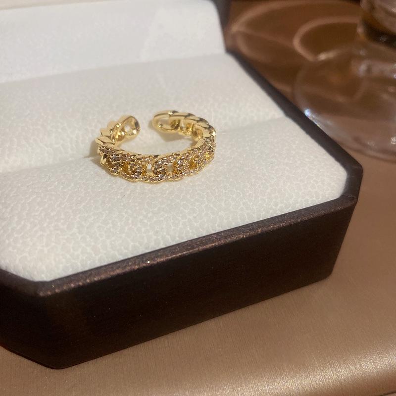 Korean Geometric Zircon Diamond Luxury Index Finger Ring - Versatile Fashion Jewelry for Women