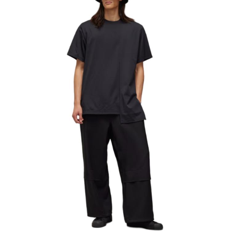 Y-3 Solid Color Round Neck Drop Shoulder Loose T-Shirt Unisex Tops Black JN4945