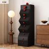 Solid Wood Irregular Five-Drawer Cabinet with Bead Design - Unique Living Room Storage Shelf