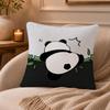 Lovely Panda Cushion Cover Anti-dustmite Pillowcase Invisible Zipper Silky Short Plush Sofa Cushion Cover