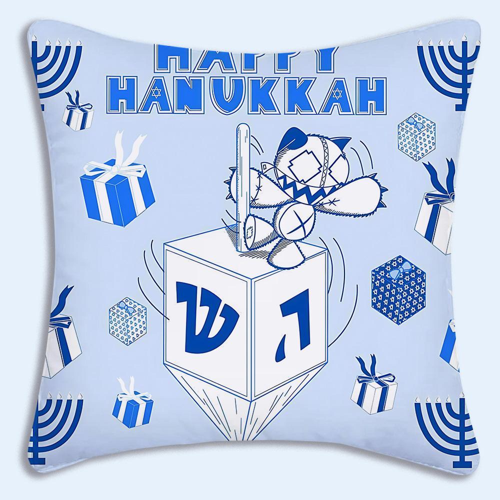 HOT Fashion Hanukkahs Pillow Covers Cartoon Sofa Decorative Home Doublesided Printing Short Plush Cute Cushion Cover Gift