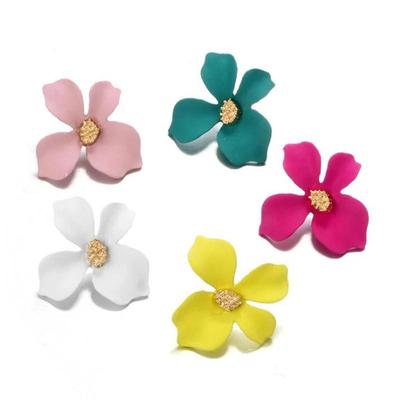 Sweet Flower Earrings For Women Fresh Four-petal Stereo Flower Stud Earrings Fashion Temperament 5 Colors Flower Earring