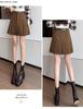 Women's A-Line Pleated Corduroy Wool Skirt with High Waist and Built-in Shorts for Autumn/Winter 2024.