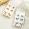 3 Pairs of Fashionable and Elegant Three-dimensional Bow Earrings, Multi Piece Set of Alloy Women's Earrings