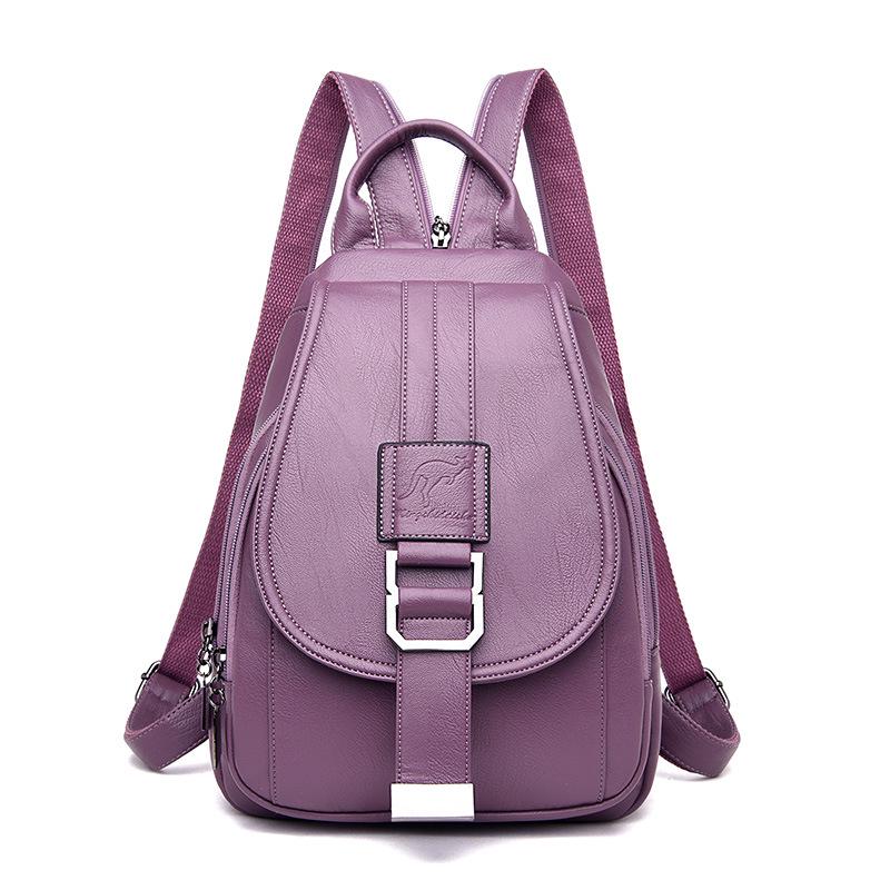 Chic Women's Korean-Style Minimalist Soft Leather Backpack – Simple, Large Capacity, Casual Design