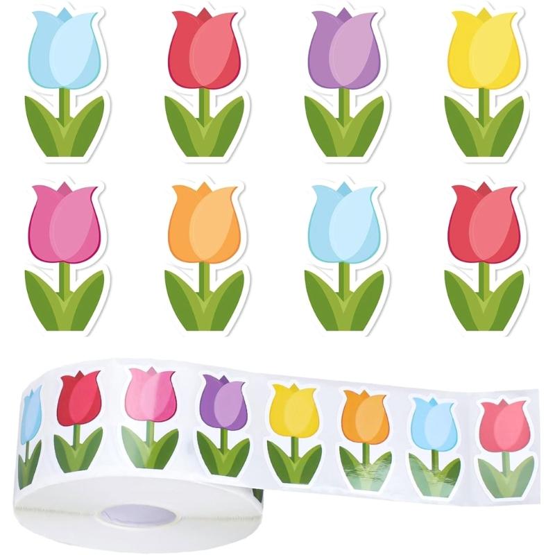 

Tulips Sticker Flowers Sticker Scrapbook Sticker Reward Sticker Gift Sticker Decorative Label Sticker for Girl Kids 1