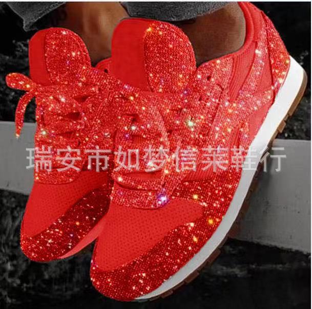 

Independent station 2025 осень кексы блестки повседневная обувь дышащая стразы платформа спортивная женская обувь внешняя торговля 43 красный