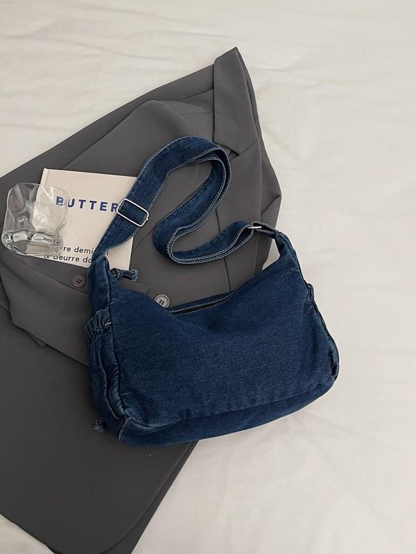 Denim Bag For Women Large Capacity Casual Crossbody For Daily Use