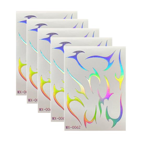 5 Sheets Holographic Lightning Tattoos Flash Temporary Stickers Full Color Body
