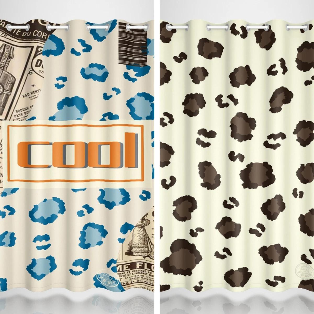 

High Light Blocking Leopard Print Zebra Cow Print Sexy Curtain Girls Bedroom Balcony Floor-to-ceiling Window Curtain Multiple Colour W55 X H120cm X 2&Grommet Top