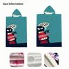 Funny Cartoon Monster Hooded Towel Kids Flat Print Cute Beast Poncho Microfiber Quick Dry Bathrobe for Pool Beach Shower