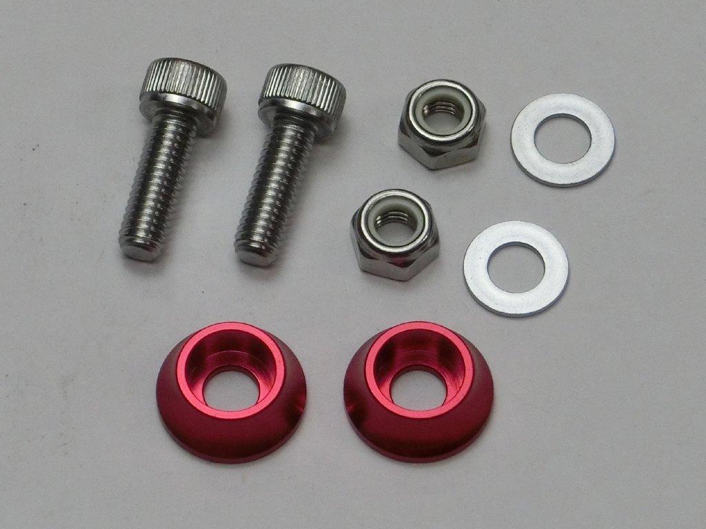 Creative Factory POSH License Plate Cap Bolt 200381 C.F.POSH & Nut, Red,