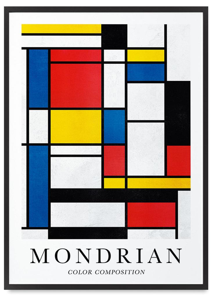 Plakat mondrian kompozycja kolorystyczna
