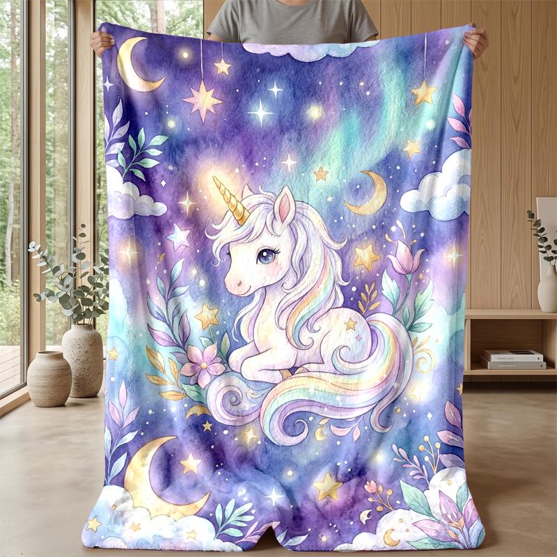 Unicorn in Flower Meadow Theme blanket Lightweight Warm Flannel Blanket Decorative Throw Blanket for Home Decoration