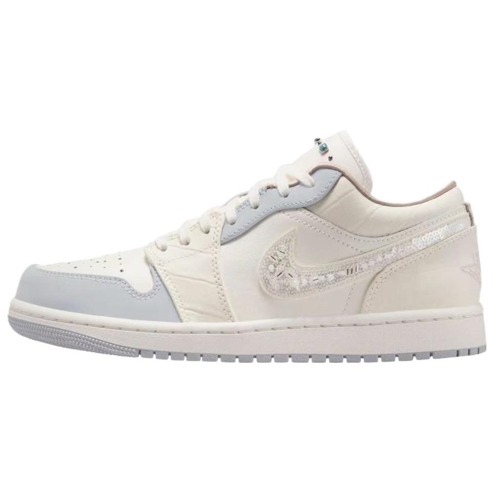 Jordan Air Jordan 1 Pure White Bridal Abrasion Resistant Vintage Basketball Shoes Women's Ecru IH7323-100(Team626-)