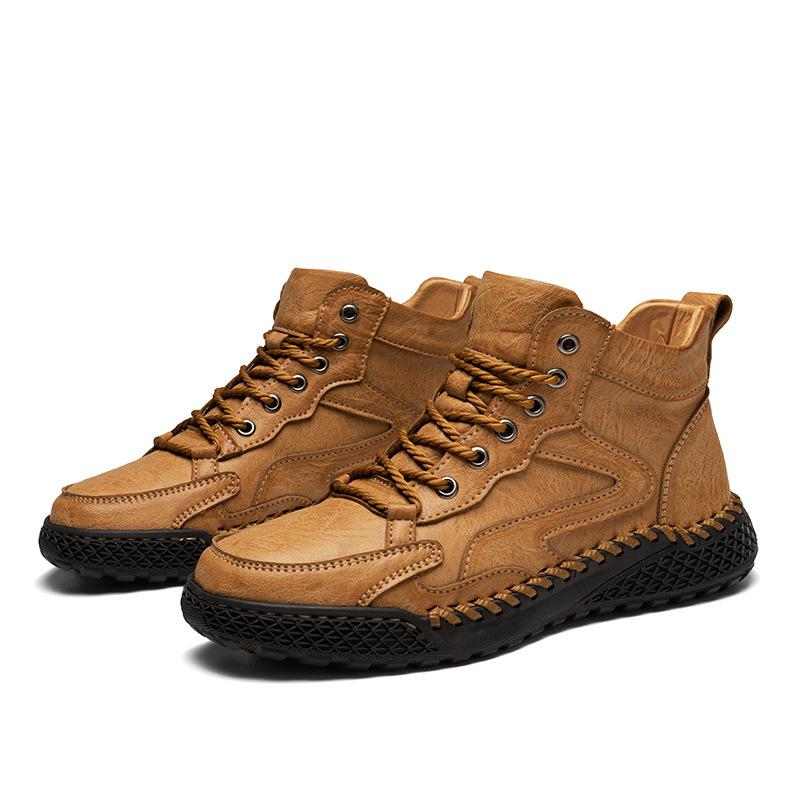 British High-top Leather Shoes, Men's Shoes, Winter Fleece, Warm Cotton Shoes, Outdoor Sports, Business Casual, Soft Leather, Soft Soles, and Wide Fe