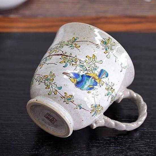 Waza No Kura Stylish Coffee Mug Kutani Ware Cup Kawasemi Ceramic High-end Brand Tableware Made Japan Birthday Gift Kanreki Celebration Koki Kiju Beiju