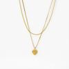 European and American Style Retro Titanium Double Layer Zircon Heart Necklace for Women