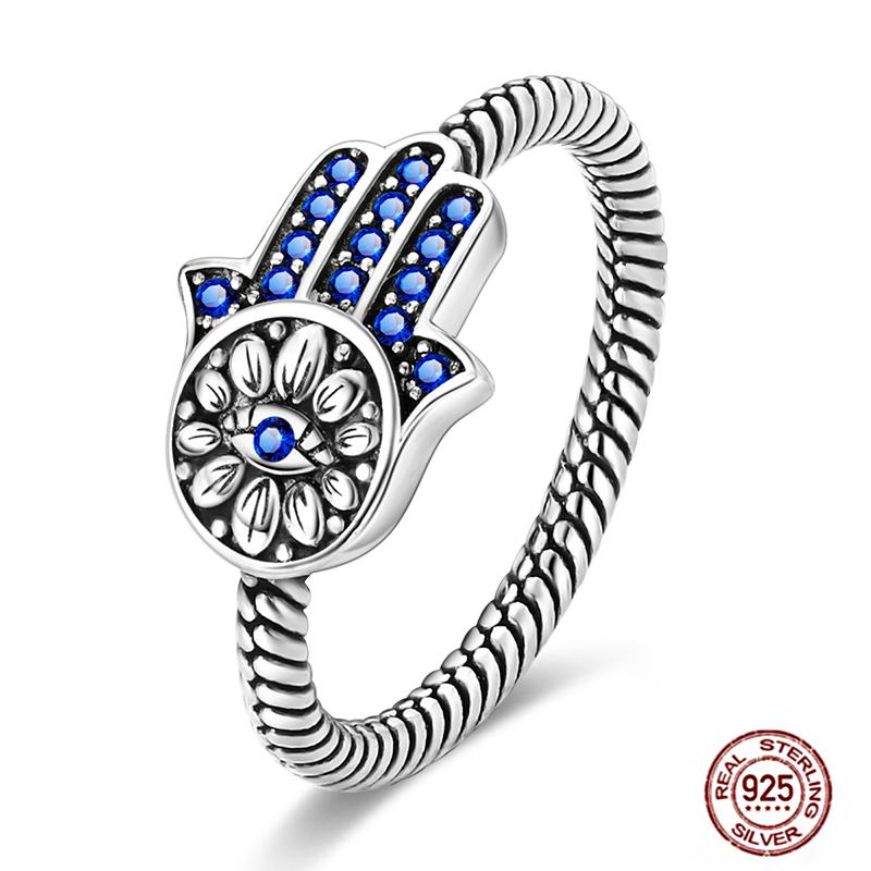 

Горячие кольца с голубым цирконом для женщин 925 стерлинговая медь Сверкающая звезда луна синева глаза сердце оригинальное кольцо на палец свадьба циркон 6