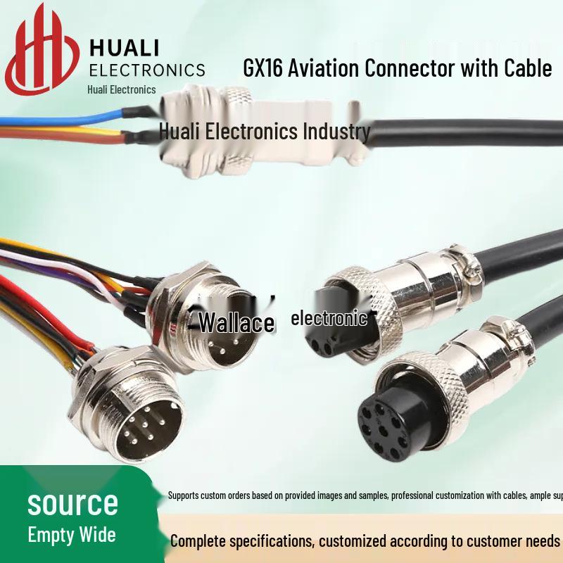 GX16 Aviation Plug & Cable Connector: 1m Male/Female, 2-7 Pin Options