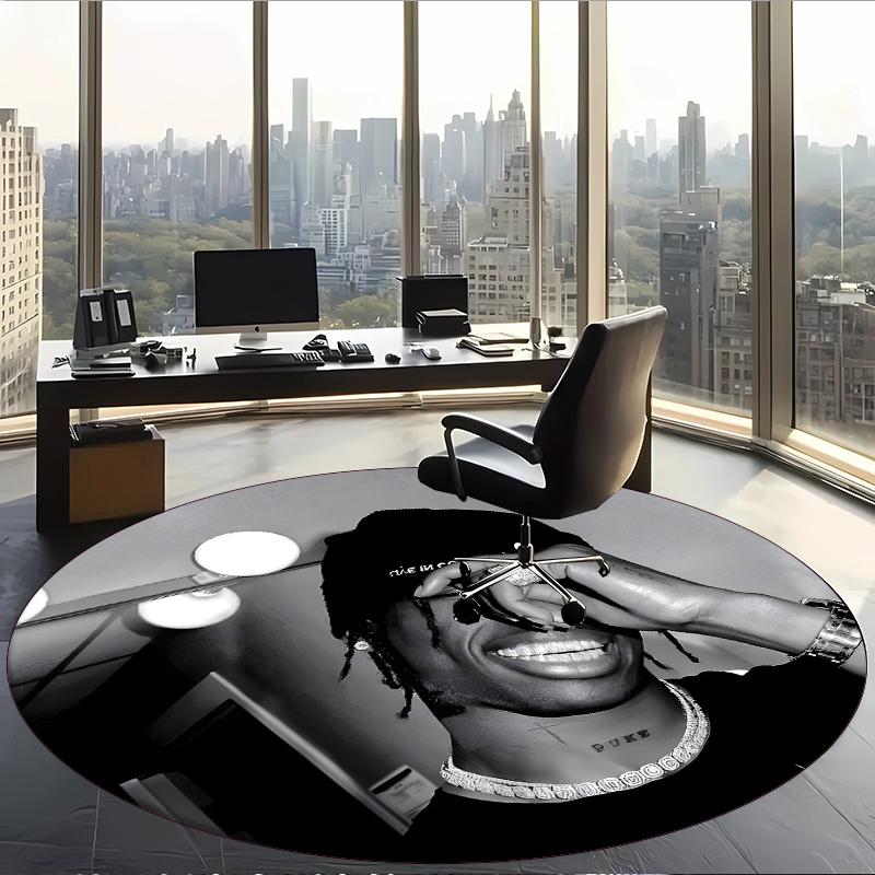 Travis Scott (1) Covor Rotund de Birou Covor Decorativ de Podea pentru Birou Dormitor Sufragerie și Spațiu de Acasă