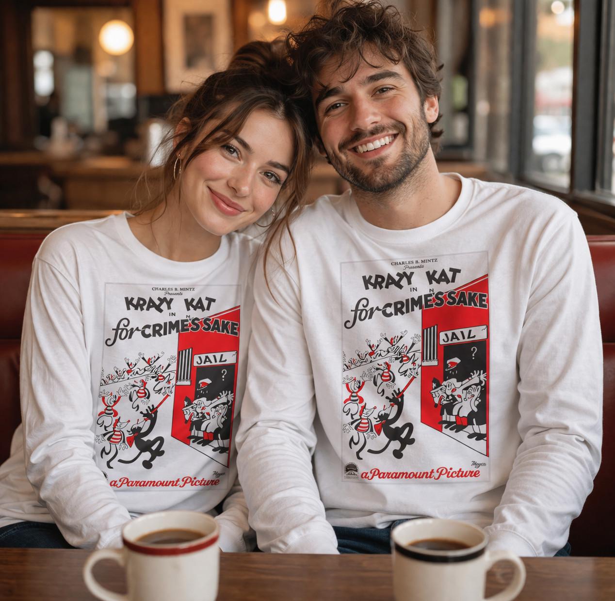 Krazy Kat Vintage Poster Tee Funny Retro Cartoon Long Sleeve Shirt Gift L