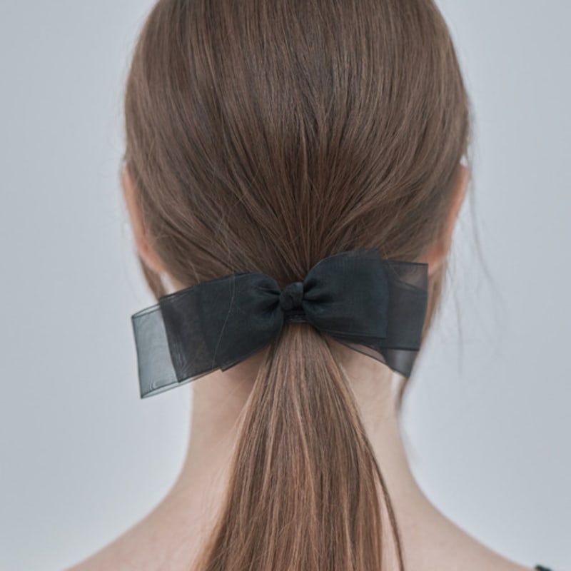 ELLEHAIR Black Ribbon Hair Scrunchie ELSC006