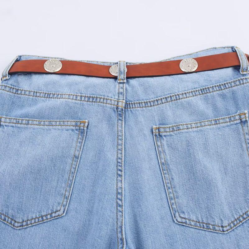 Kaslead New Women Clothes Western Style Simple and Versatile Straight High Waist Jeans 9942156